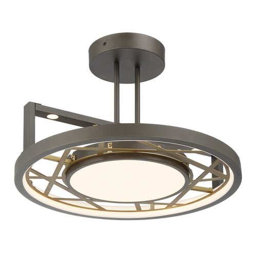 Tribeca LED 20 inch Smoked Iron And Soft Brass Semi Flush And Pendant Ceiling Light